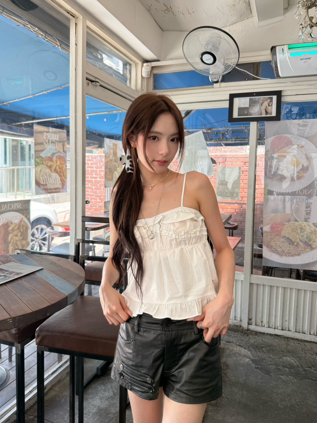 現貨! 9.amez project vintage rider short 拿破崙皮革短褲 (black)