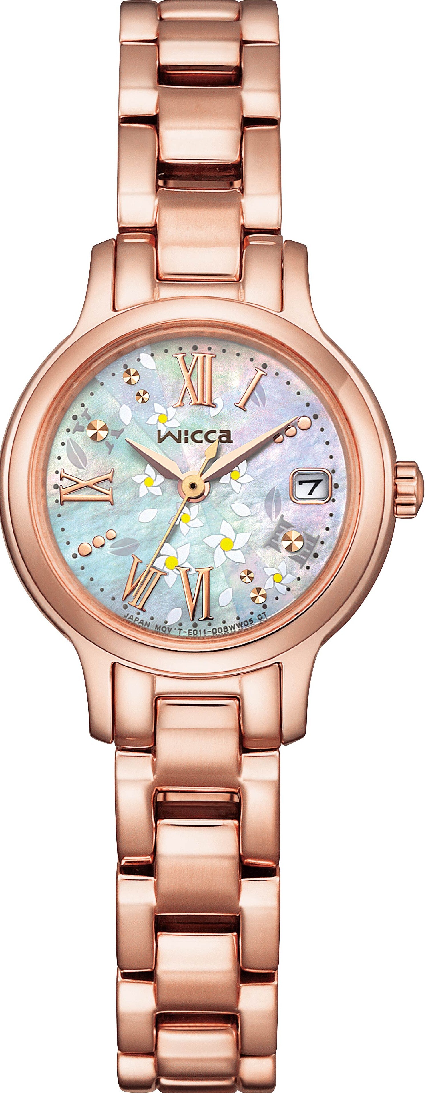 萬年鐘錶 - Citizen - Wicca   公主系列  台灣限定款  花園面盤太陽能玫瑰金款不鏽鋼女錶 KH4-963-21 錶徑24MM