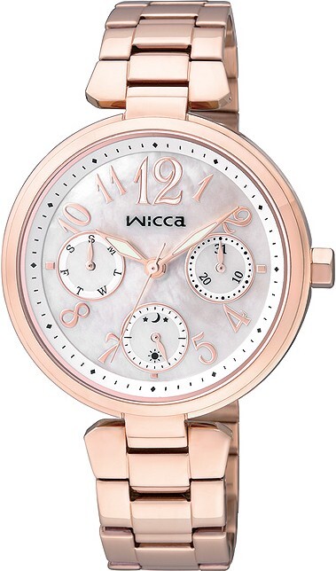 萬年鐘錶 - Citizen - Wicca  玫瑰金三眼不鏽鋼錶帶女錶  BH7-423-11  錶徑33MM