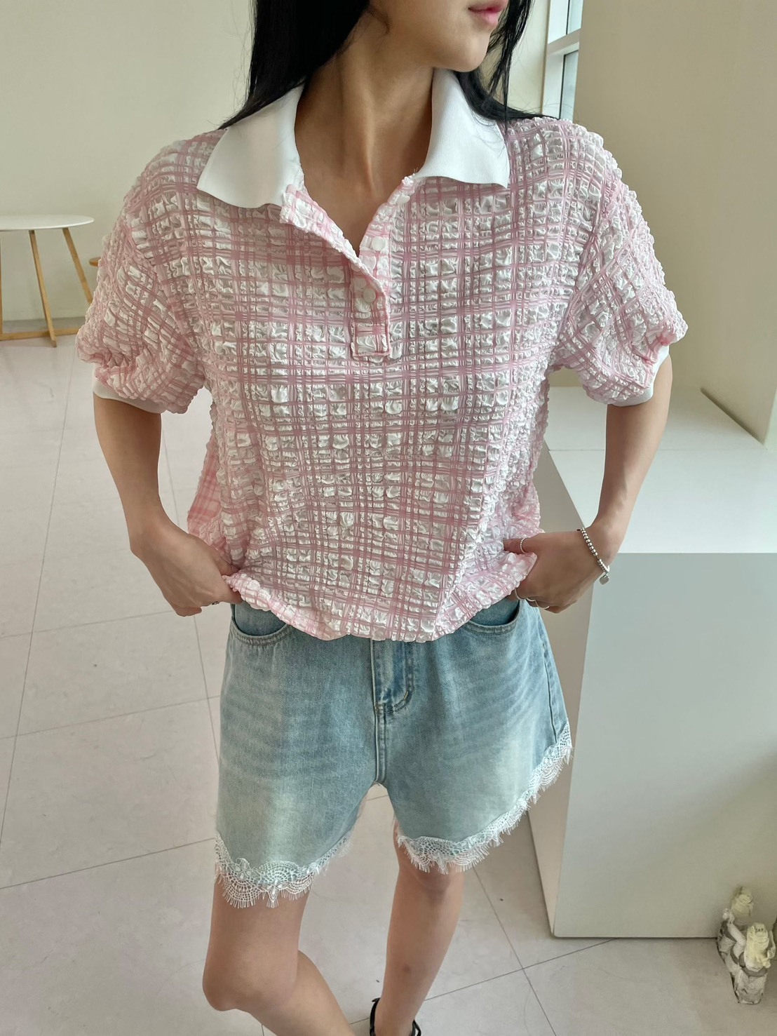 泡泡格POLO衫