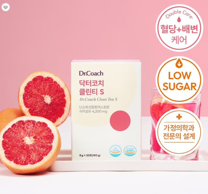 CA260619-M24 Dr. Coach Dietary Fiber Clean Tea S Indigestible Maltodextrin Water-Soluble Blood Sugar Bowel Movement Grapefruit Flavor (20 Packets)