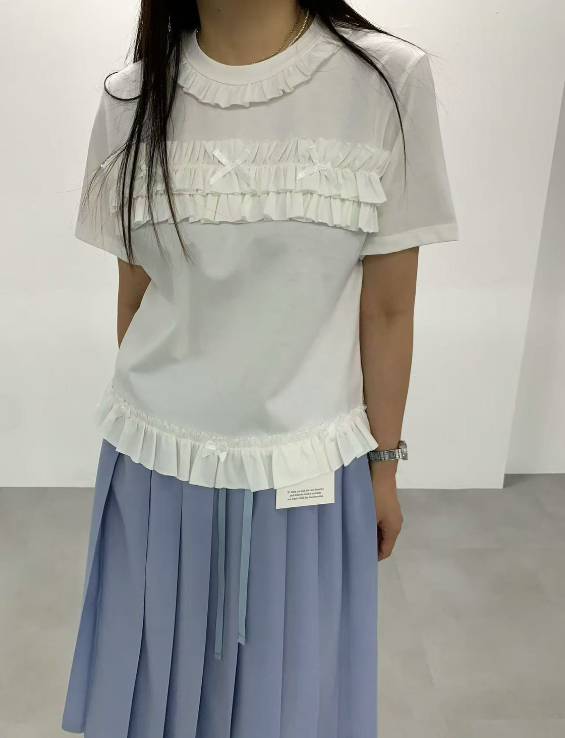 蛋糕荷葉小結短袖T