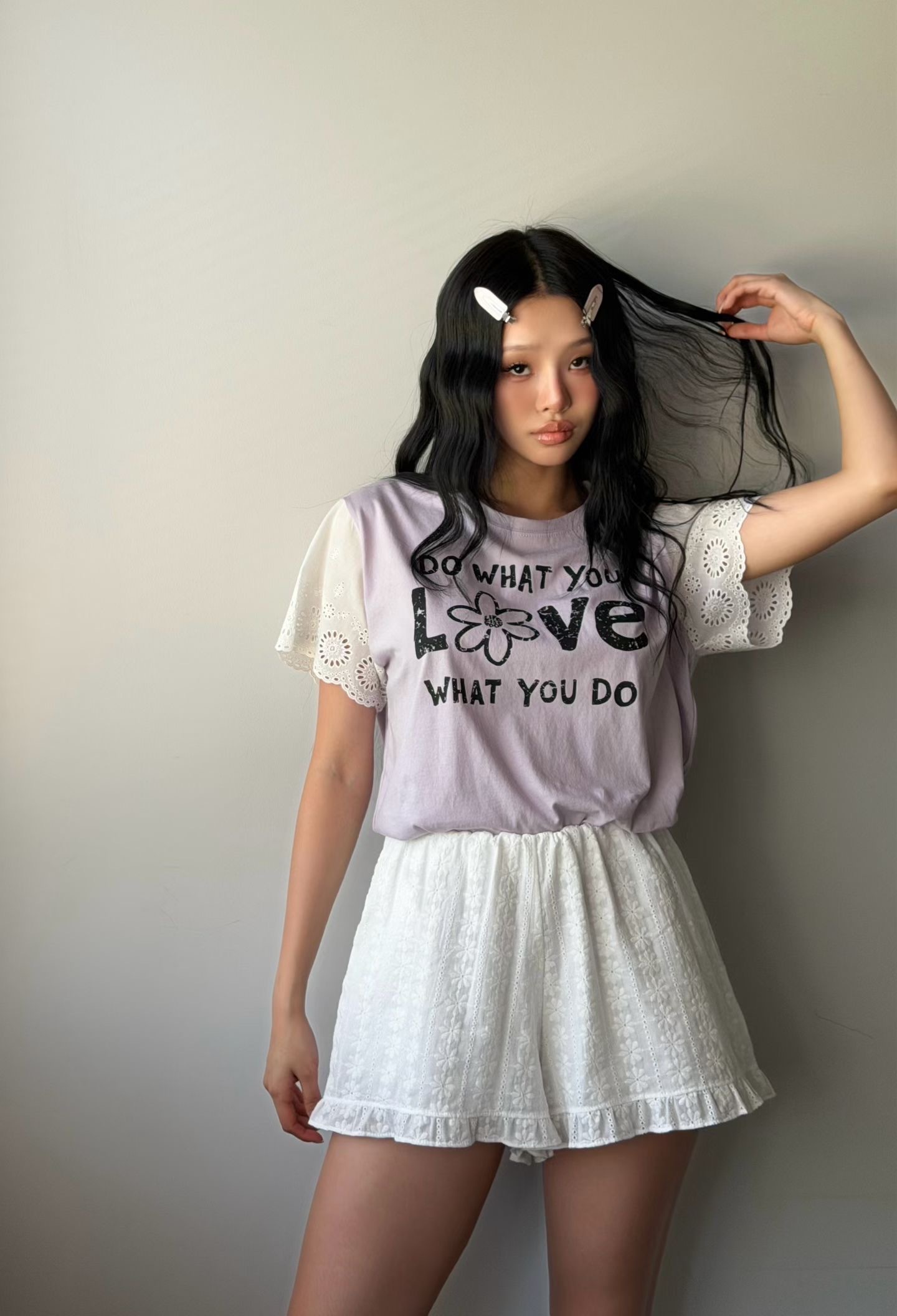 LOVE蕾絲短袖T