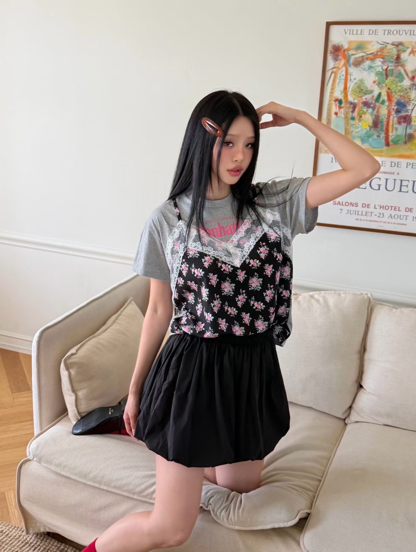 鄉村花假兩件T