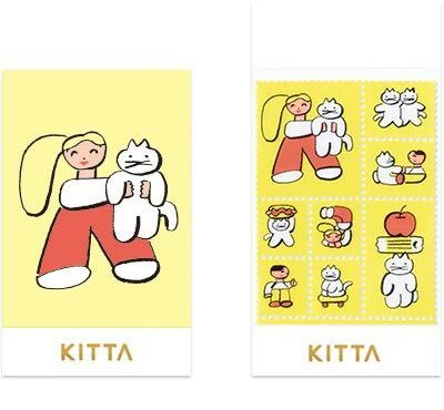 和貓咪玩 透明郵票貼紙 KITTA 隨身攜帶和紙膠帶 KITT024｜日本KING JIM