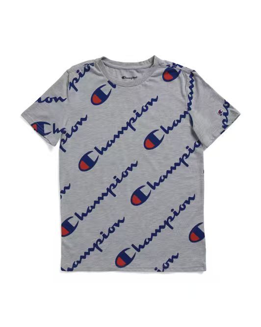 【預購】CHAMPION H062004  大童印花短袖上衣 (灰色)