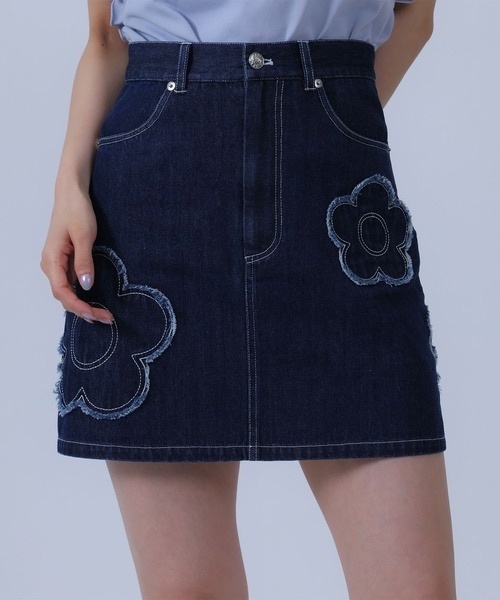 MARY QUANT / Daisy Patch Denim Mini Skirt