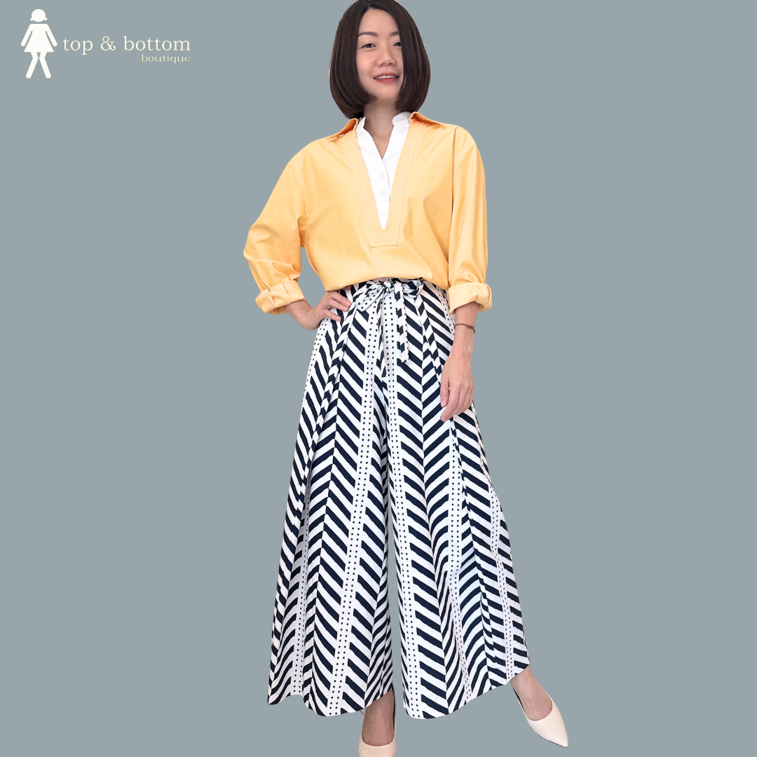 HIGH WAISTED SOLID PRINTED WIDE LEG PANT