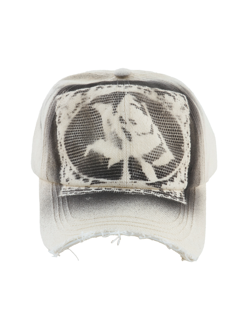 LACE-LOOKED SPRAY PRINT "CUT-OFF" CAP