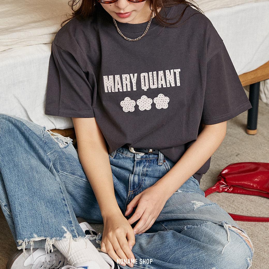 MARY QUANT × PUBLUX 圓點 刺繡 LOGO 落肩 短袖 四色 (女款)