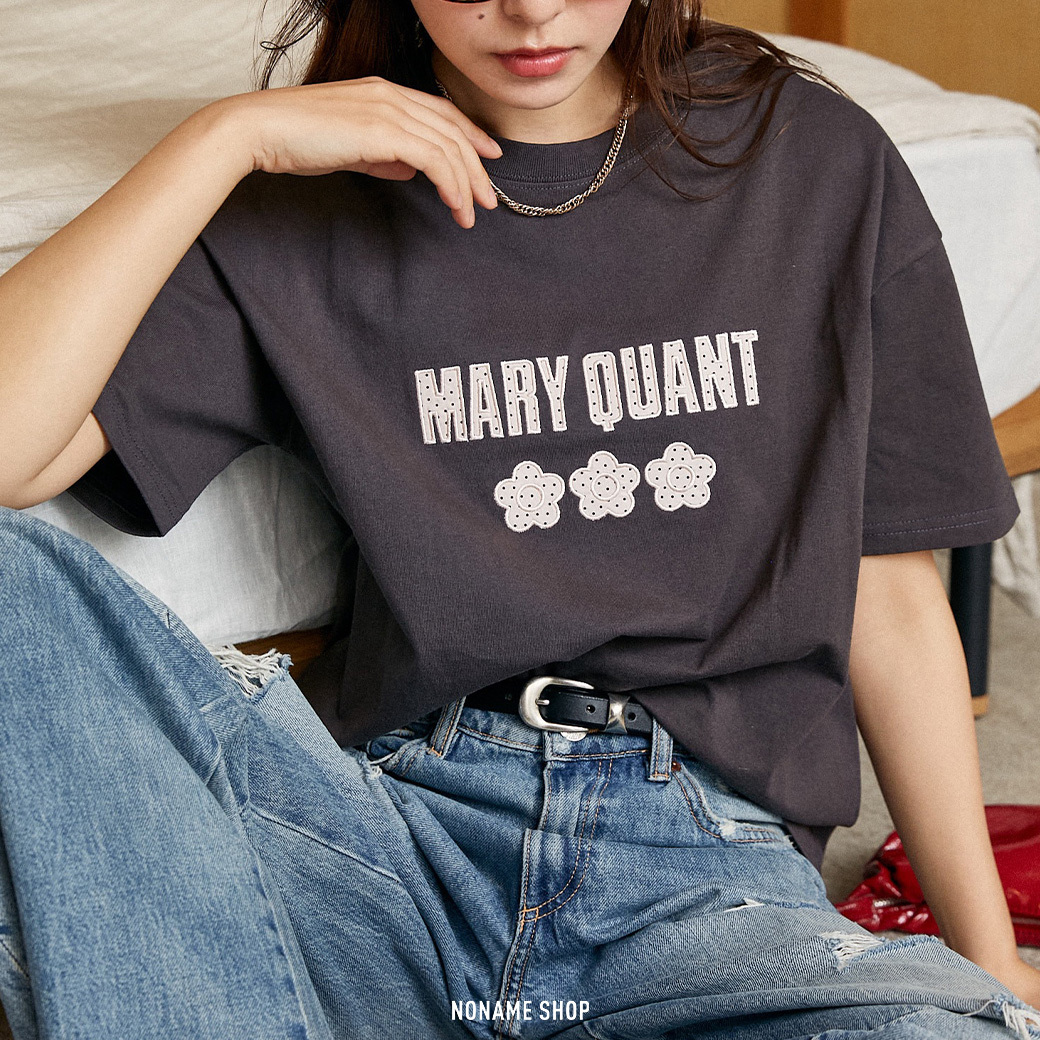 MARY QUANT × PUBLUX 圓點 刺繡 LOGO 落肩 短袖 四色 (女款)