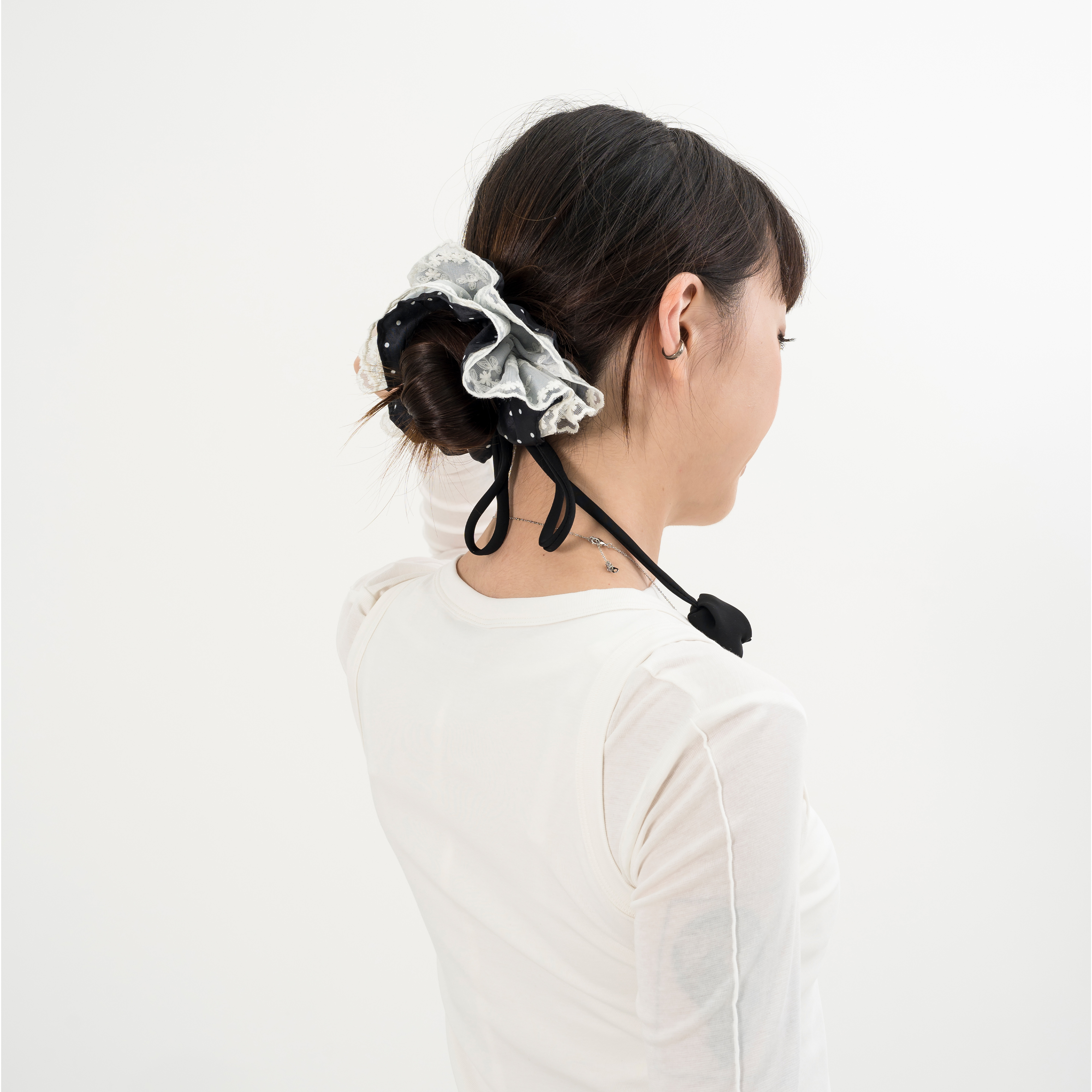 Lace Polka Dot Scrunchie 波點蕾絲 綁帶髮圈 [M00]