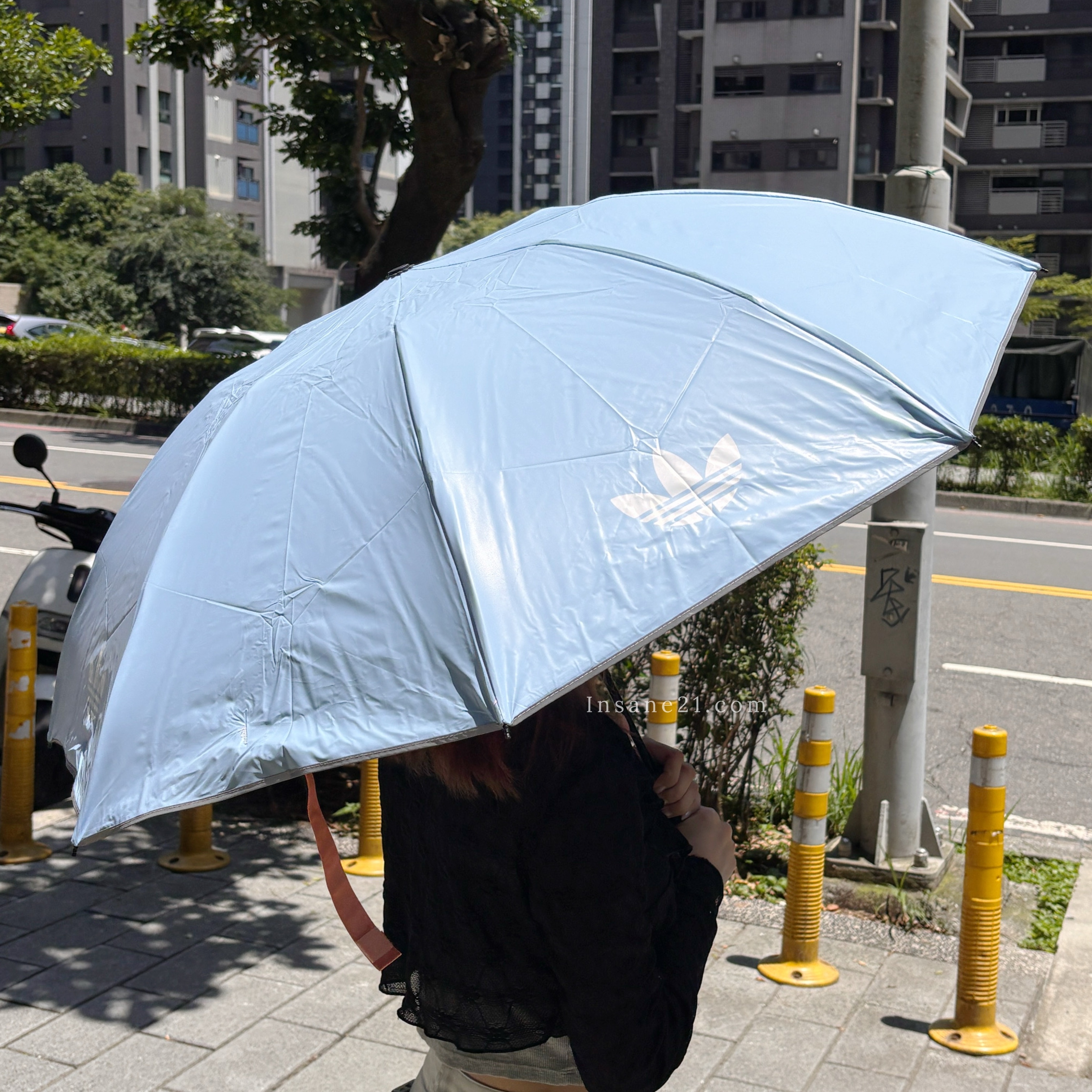 ADIDAS ORIGINALS 三葉草 折疊傘 陽傘 雨傘 自動傘 藍