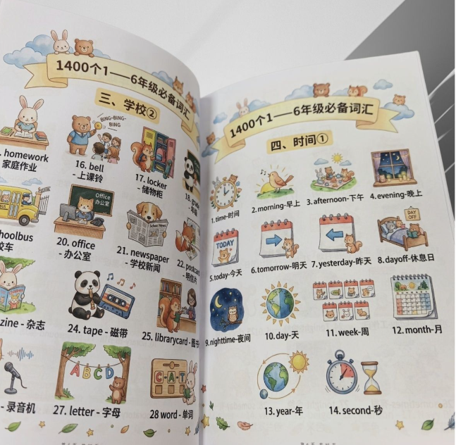 翻印版 1400个1-6年级必背词汇