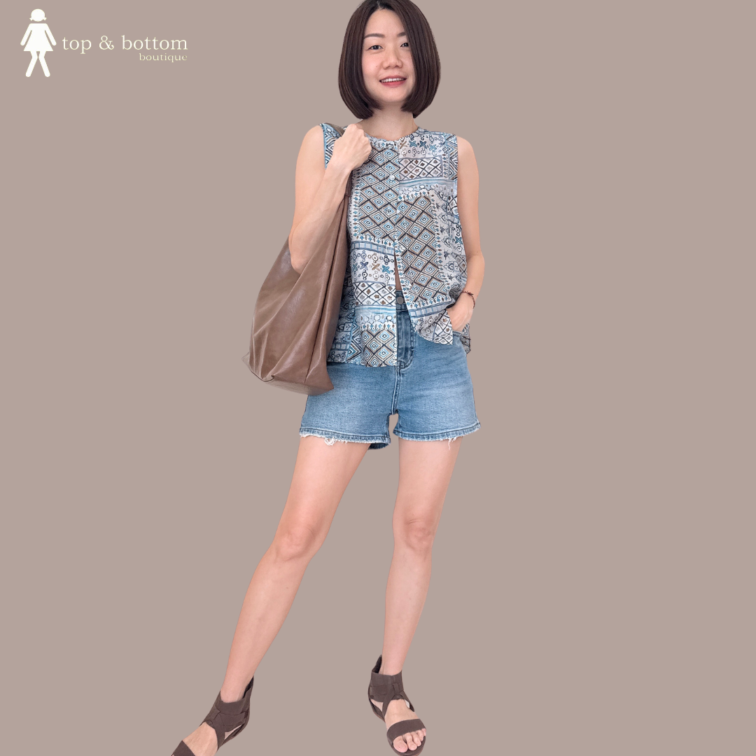 DENIM FURRY HEM SHORTS