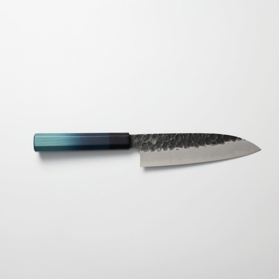 藍包丁 三德 150mm 鉬釩鋼 黑打鎚目