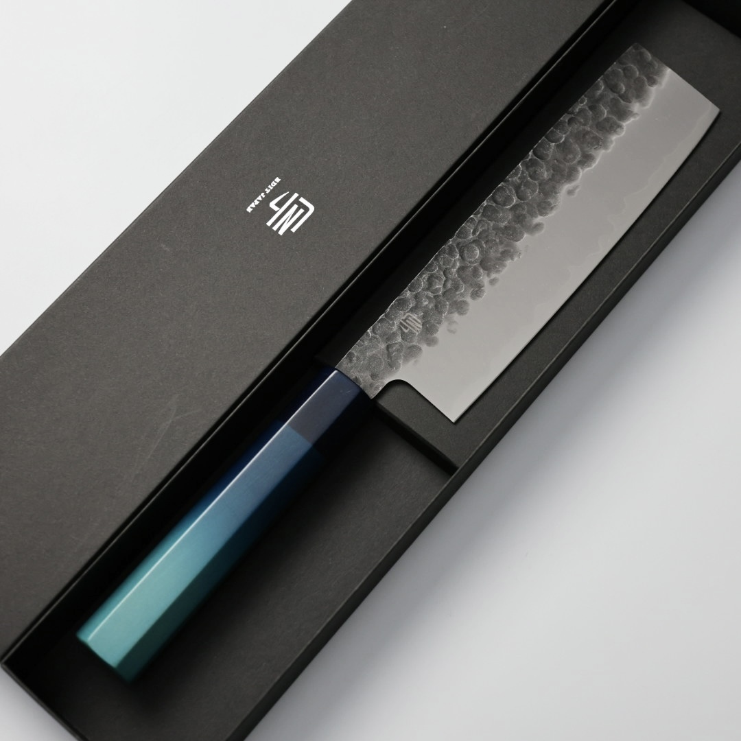 藍包丁 菜切 170mm 鉬釩鋼 黑打鎚目