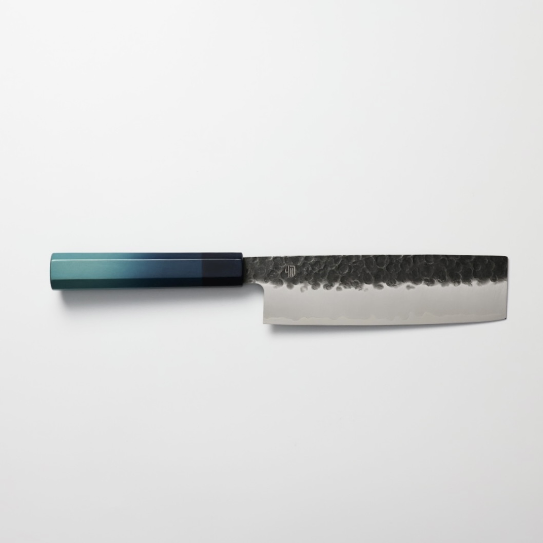 藍包丁 菜切 170mm 鉬釩鋼 黑打鎚目