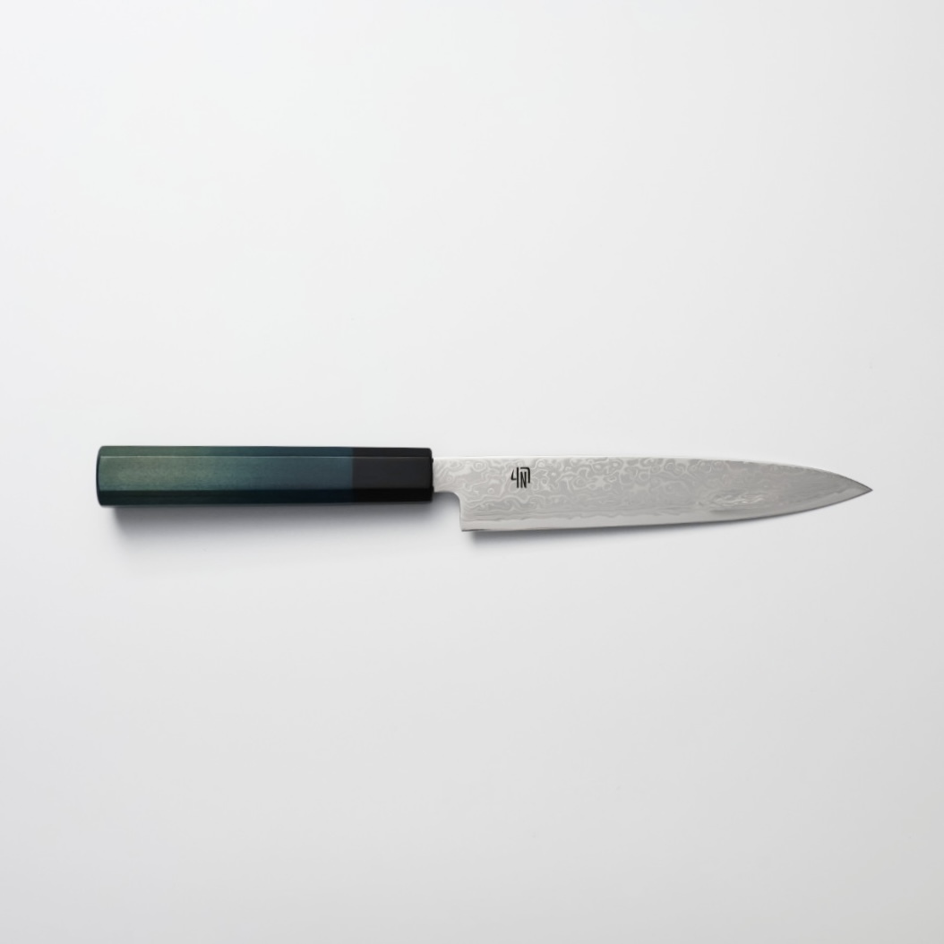 藍包丁 蔬果刀 150mm 銀三鋼 大馬士革
