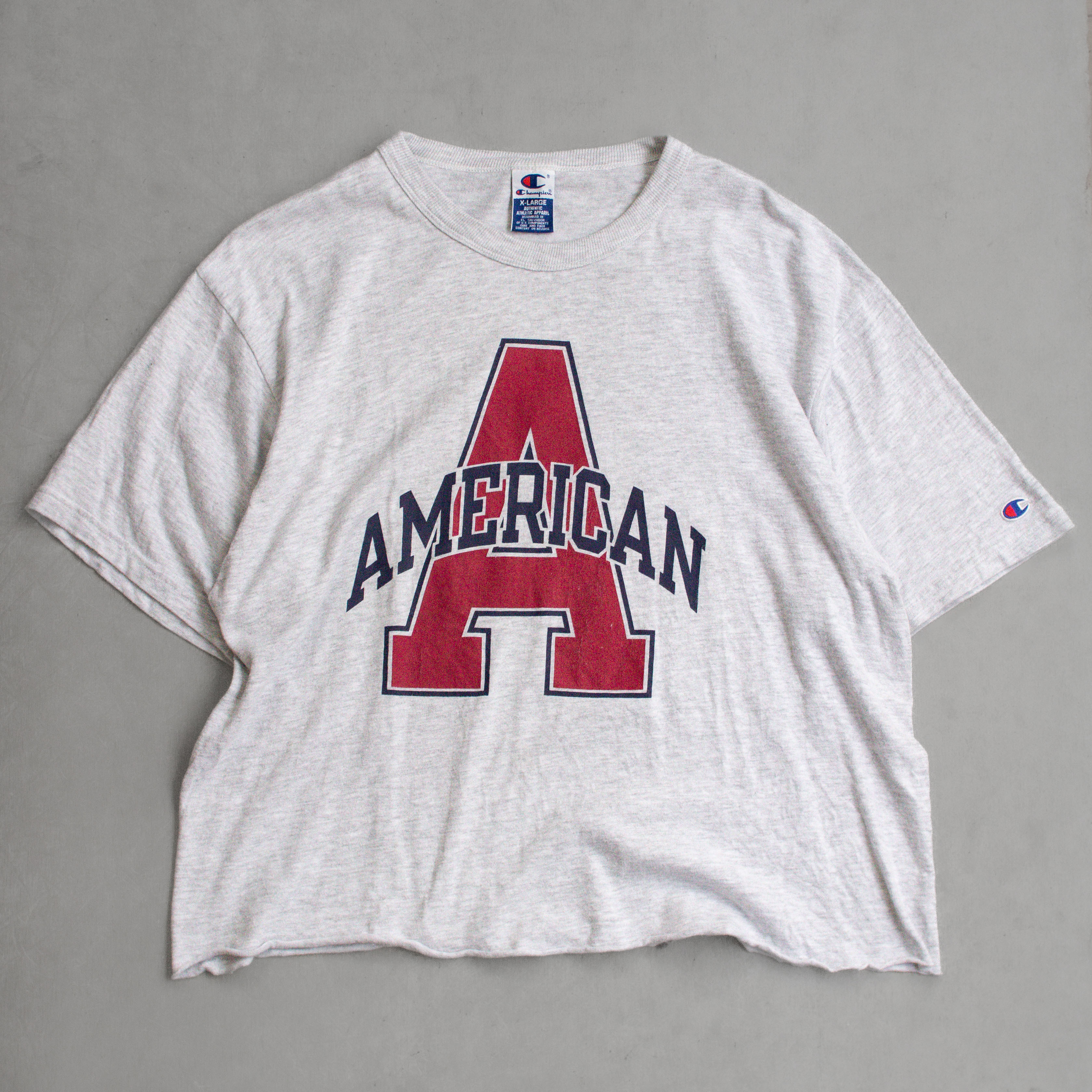 CHAMPION VINTAGE TEE 美國 字母 灰色 短袖 T恤