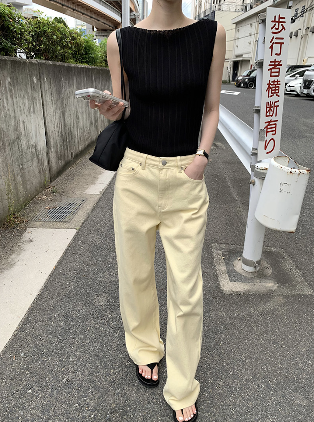 FLILY 小刺繡字母寬版牛仔褲 4色