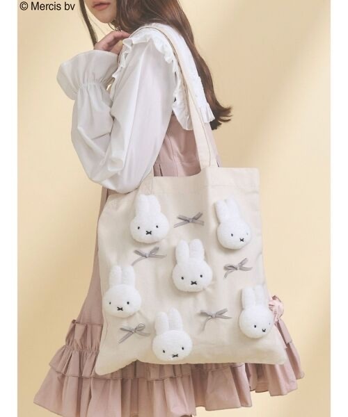 merry jenny / Ribbon fluffy Miffy tote bag