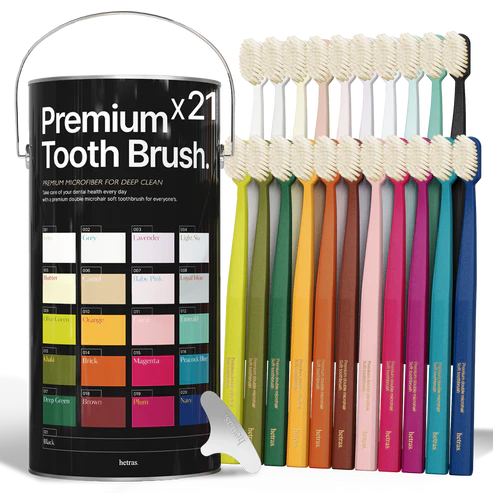 BN006 hetras. Premium Toothbrush 雙層細毛彈性牙刷21支裝