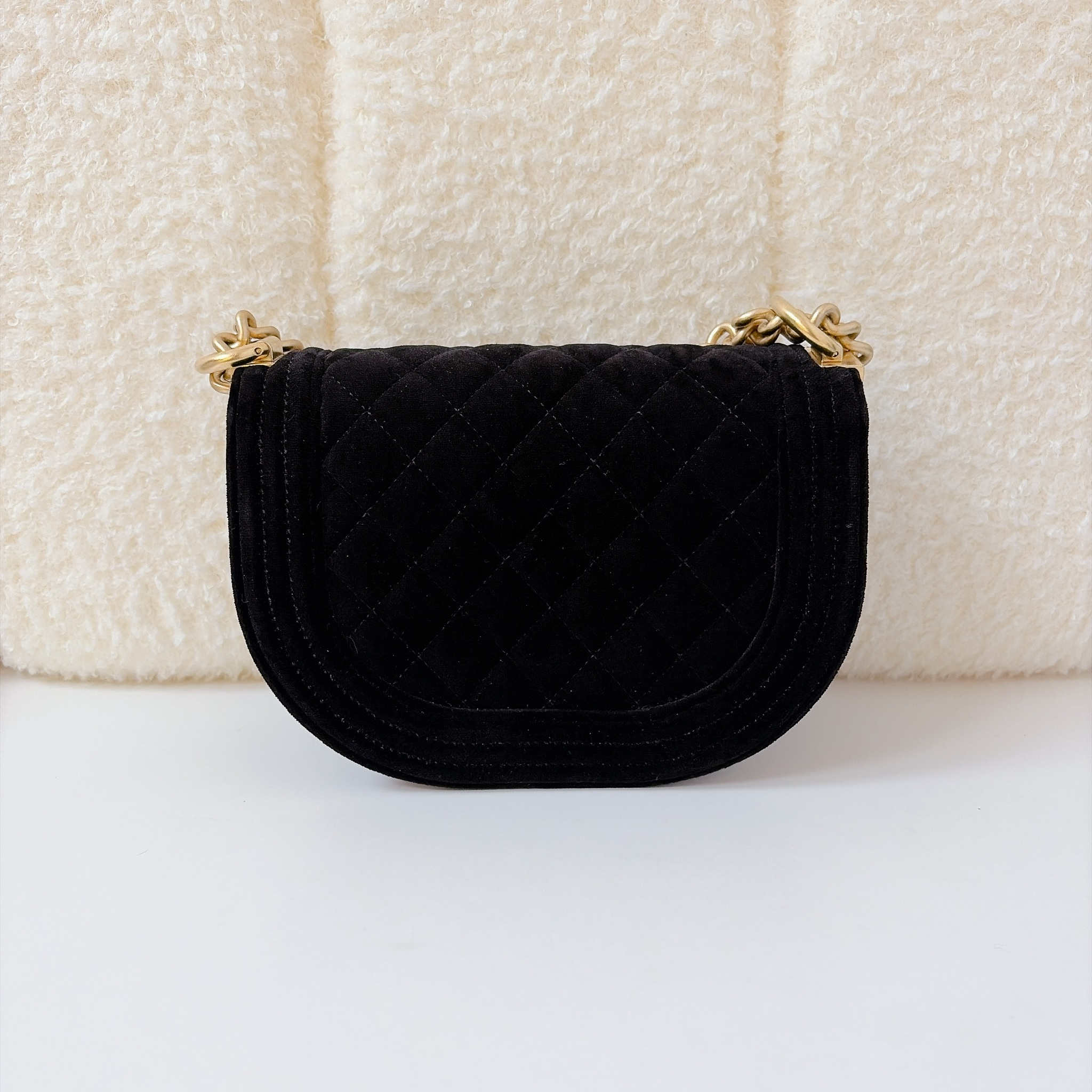 Chanel Velvet Boy Messenger Bag - Black / GHW