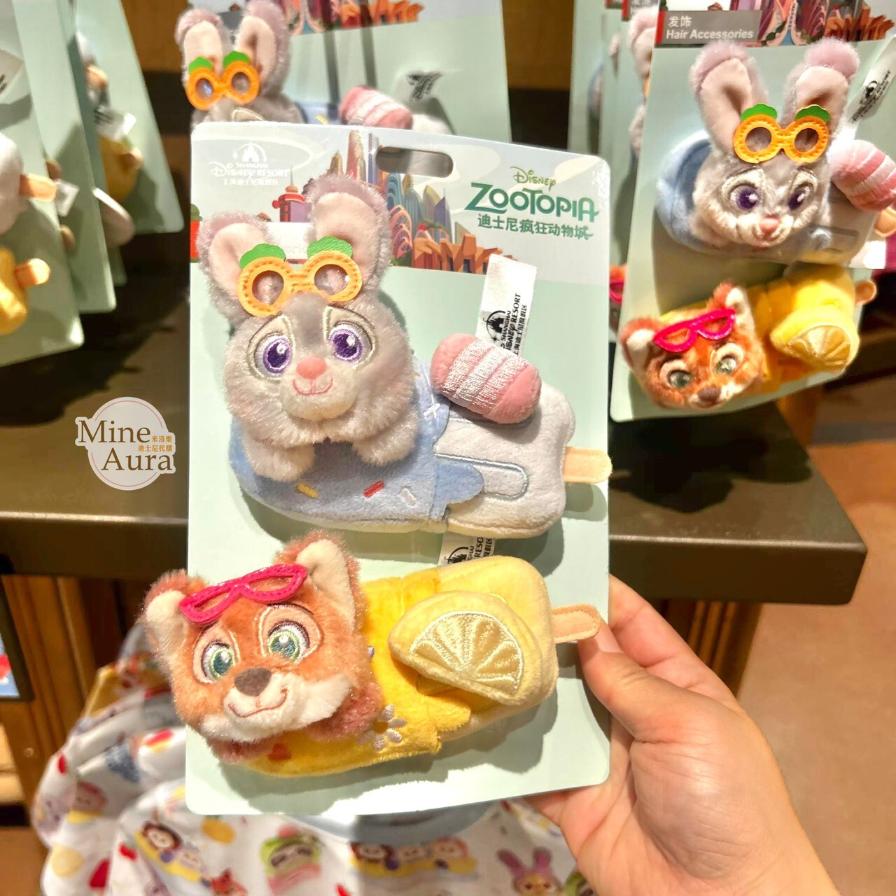 2026 夏日 動物方城市 Zootopia 哈茱蒂 Judy 兔 胡尼克 Nick 狐狸 絨毛大頭造型 髮夾 髮飾 2入組 -上海迪士尼樂園