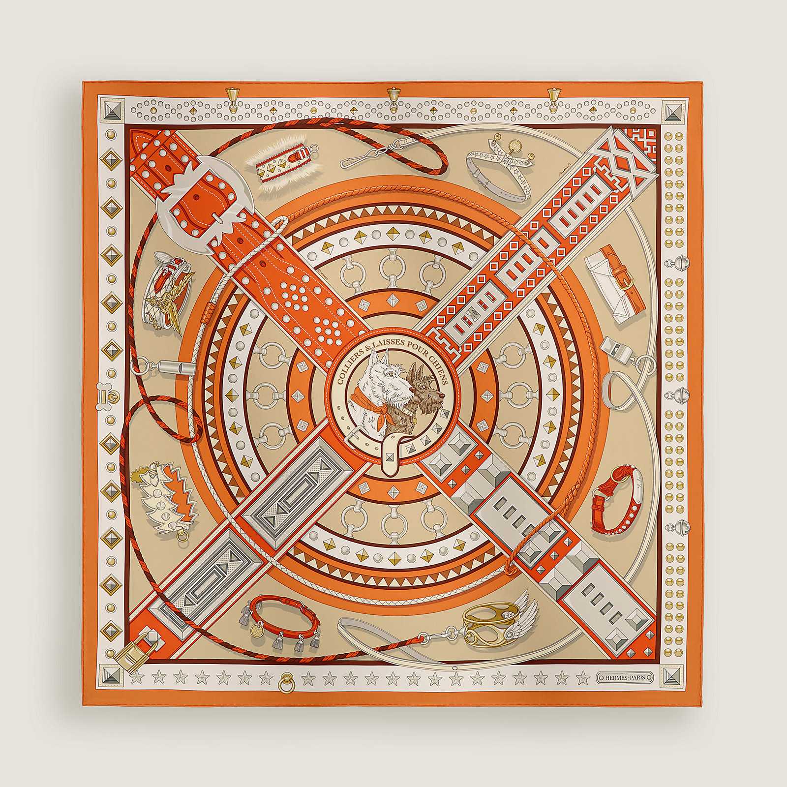 Colliers et Laisses pour Chiens scarf 90×90cm Orange Clair / Alezan / Blanc