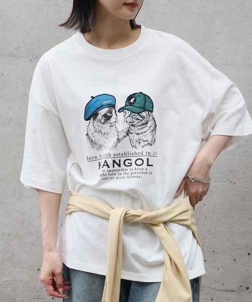 KANGOL / Cats Embroidered Short-Sleeve T-Shirt