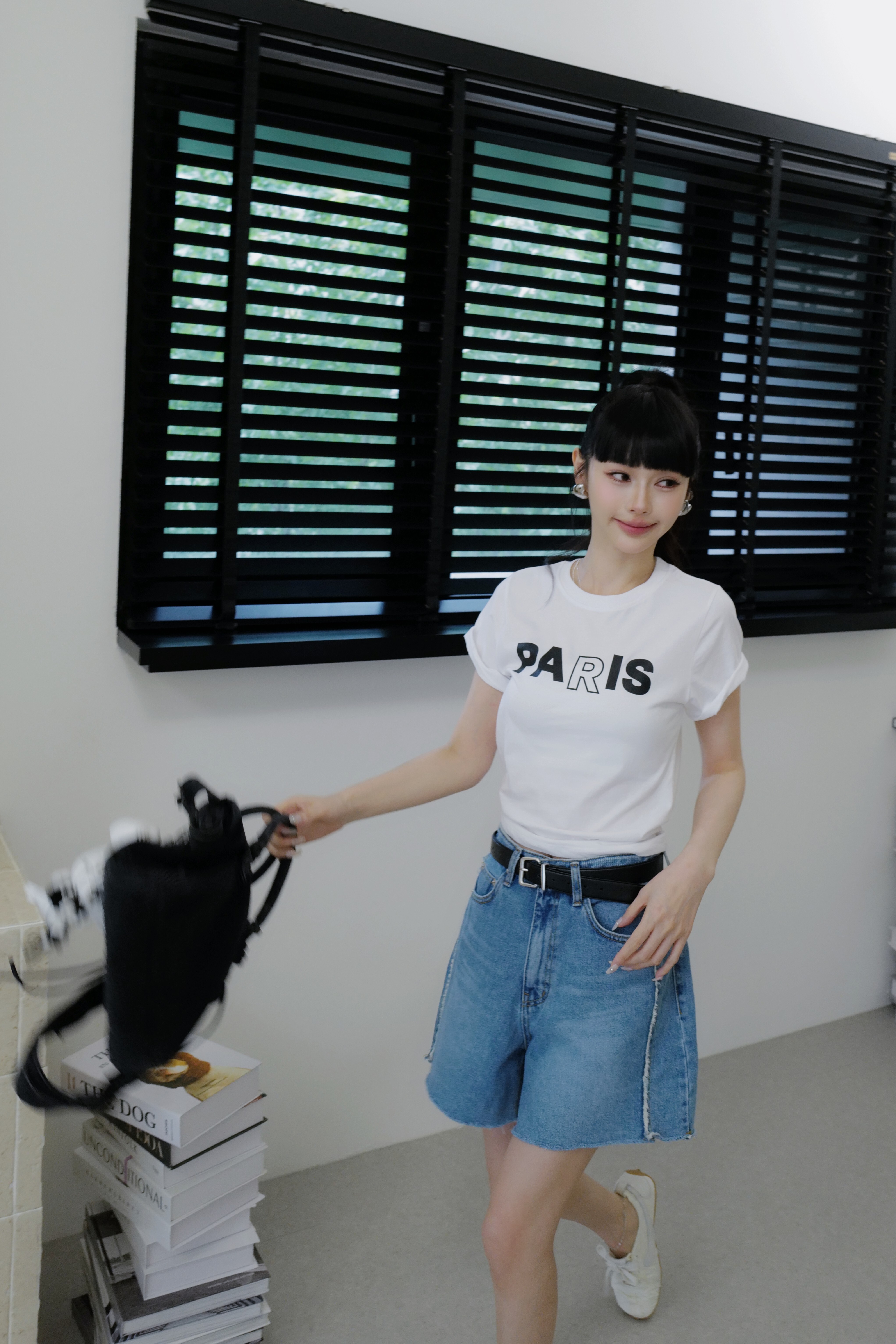 側邊車線不修邊短褲 HD04