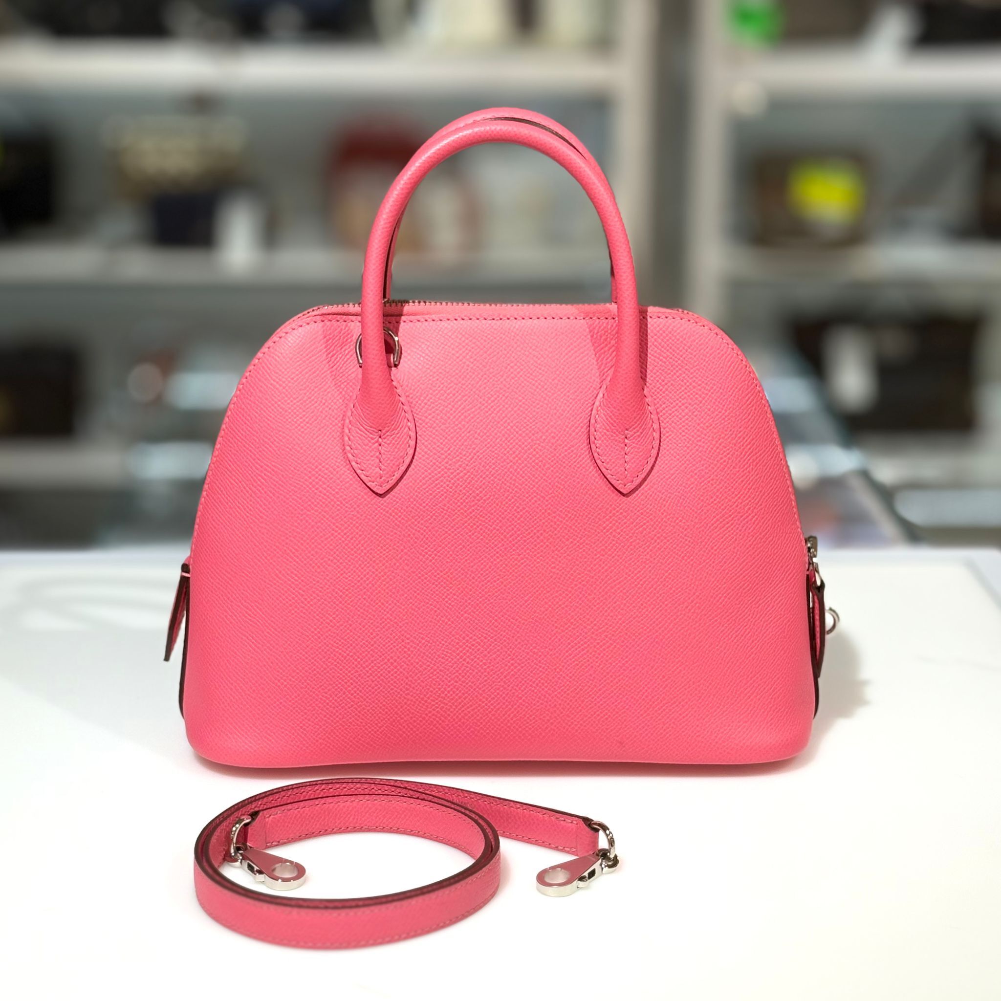 全新HERMES BOLIDE 25 W 唇膏粉8W EPSOM皮/銀扣 H082798CK #BRAND NEW #香榭站正品