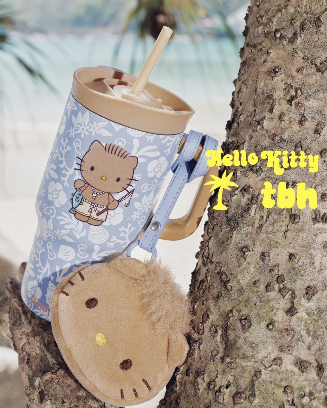 HELLO KITTY x TBH "夏日冒險島" 曬黑系列 黑皮 微風藍 巨無霸保溫杯 吸管杯 水杯 冰霸杯 不鏽鋼 凱蒂貓 宋雨琦代言 官方正版授權 / 預購
