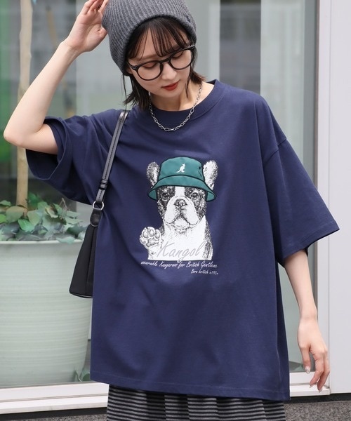 KANGOL / Dog Embroidered Short-Sleeve T-Shirt