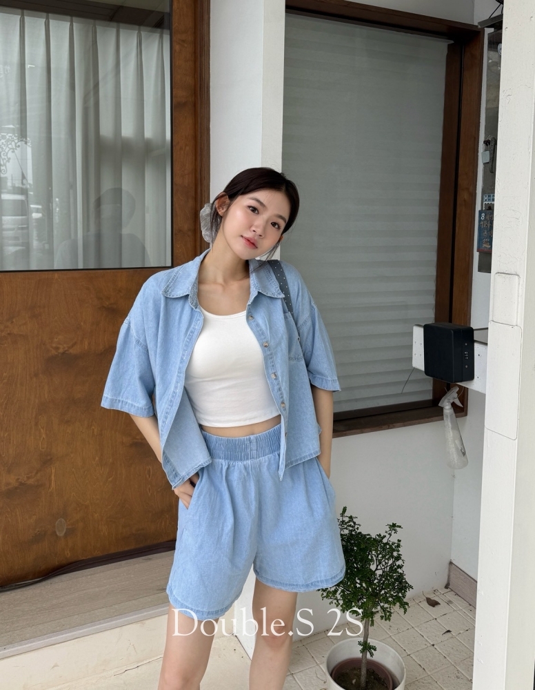 夏日輕牛仔休閒套裝*2色