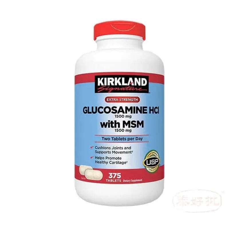 美國Kirkland-葡萄糖胺1500毫克+MSM1500毫克｜375粒巨量裝｜高濃度｜關節｜行動自如