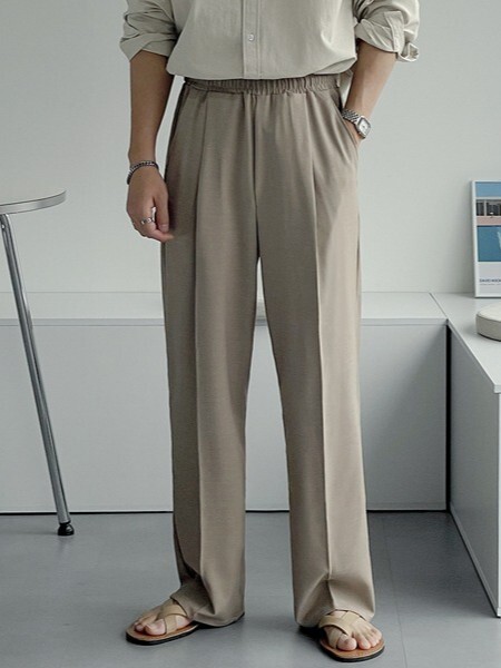 TR Loose-fitting Elastic Waist Casual Suit Pants