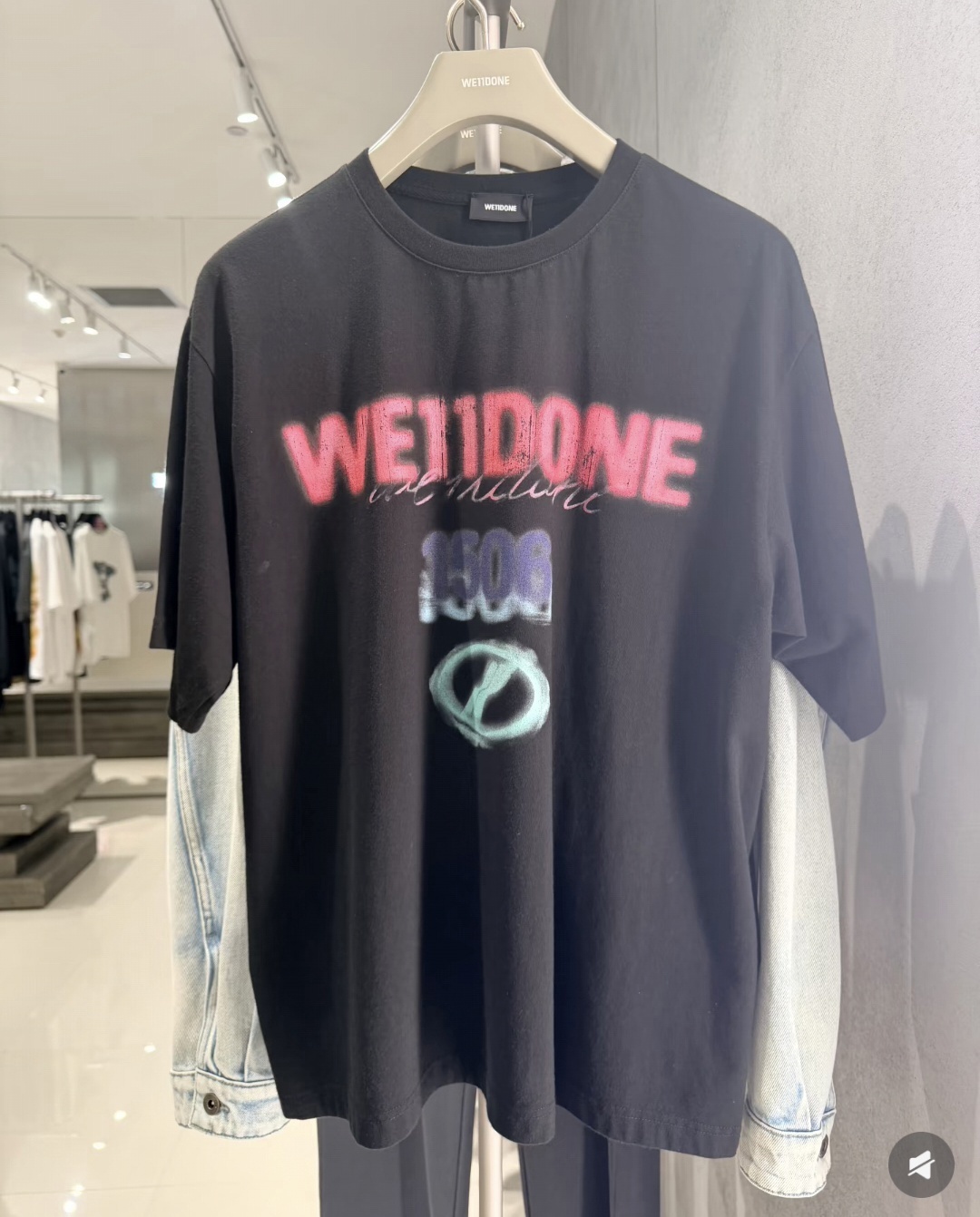 潮牌 We11done 黑色彩字 Tee 男女可穿