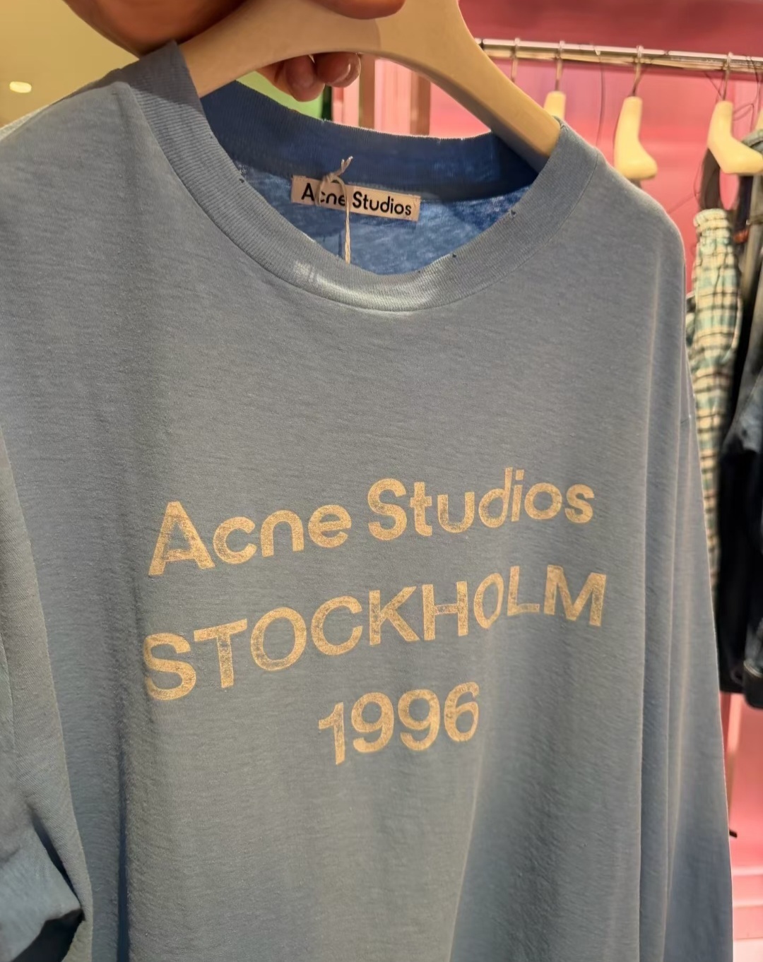 ACNE 漸變款式 字母 長袖 Tee 男女款
