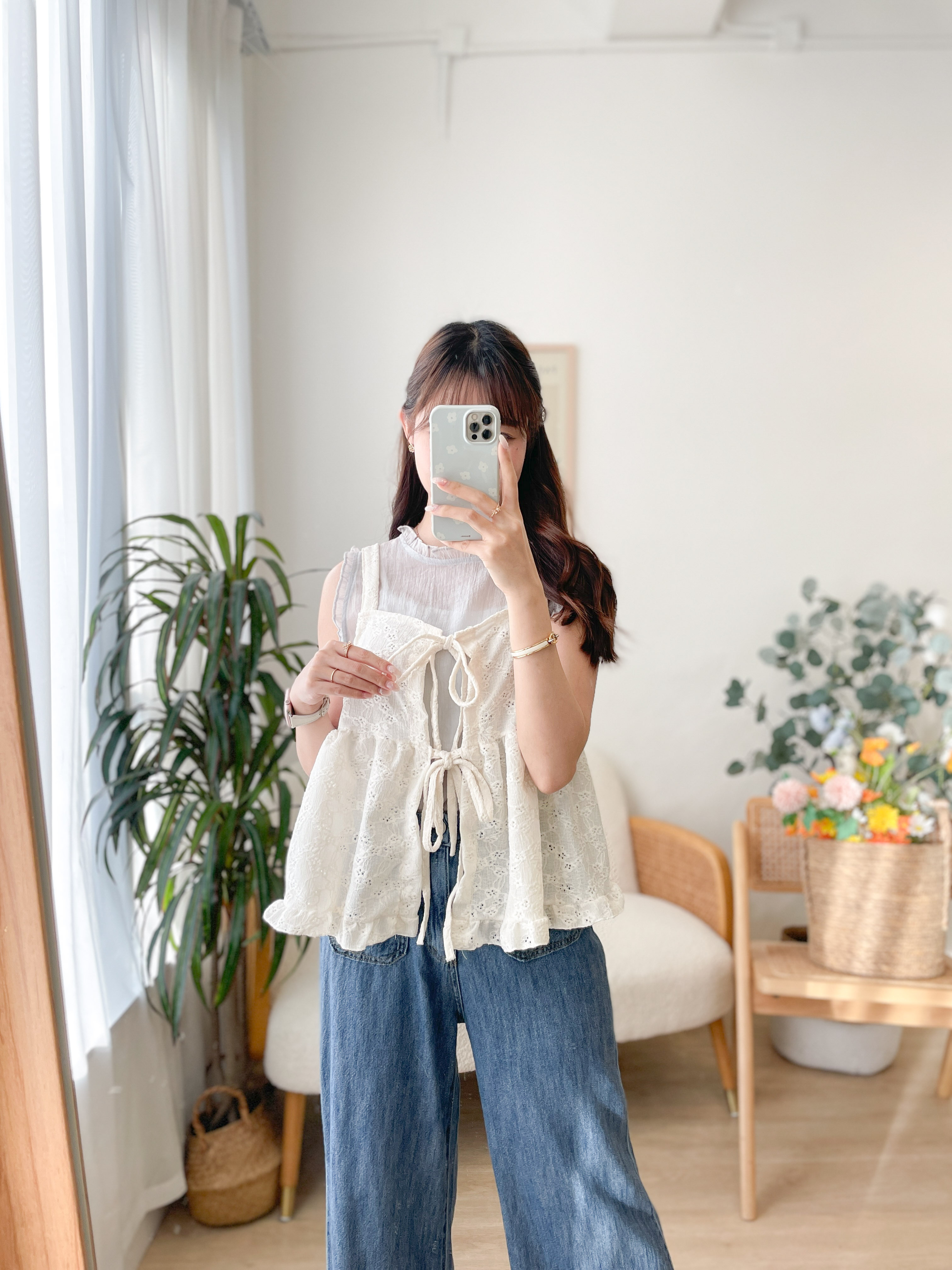 T1579 Lily Lace Bow Tank Top
