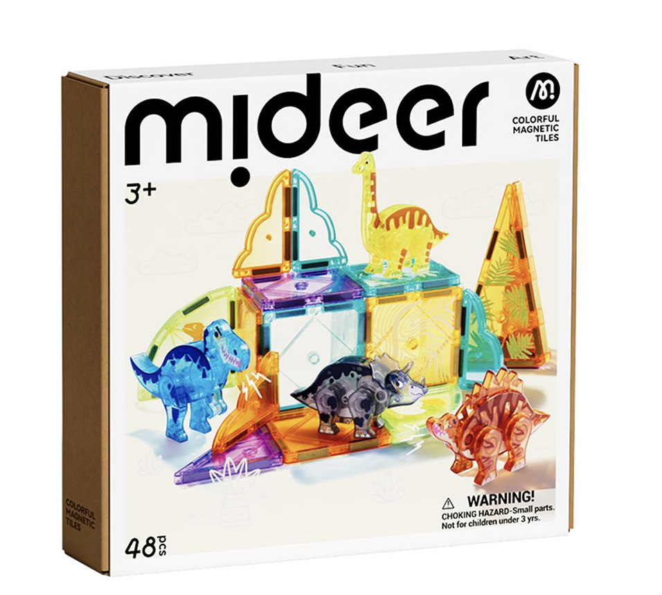 MiDeer - 多彩透光磁力片-侏儸紀冒險48pcs