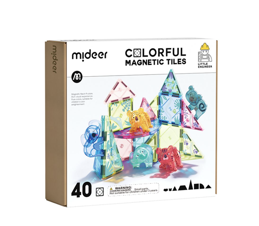 MiDeer - 多彩透光磁力片-動物叢林40PCS