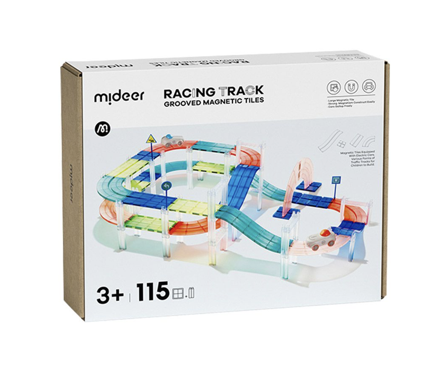 MiDeer - 多彩透光磁力片-交通軌道組 115PCS