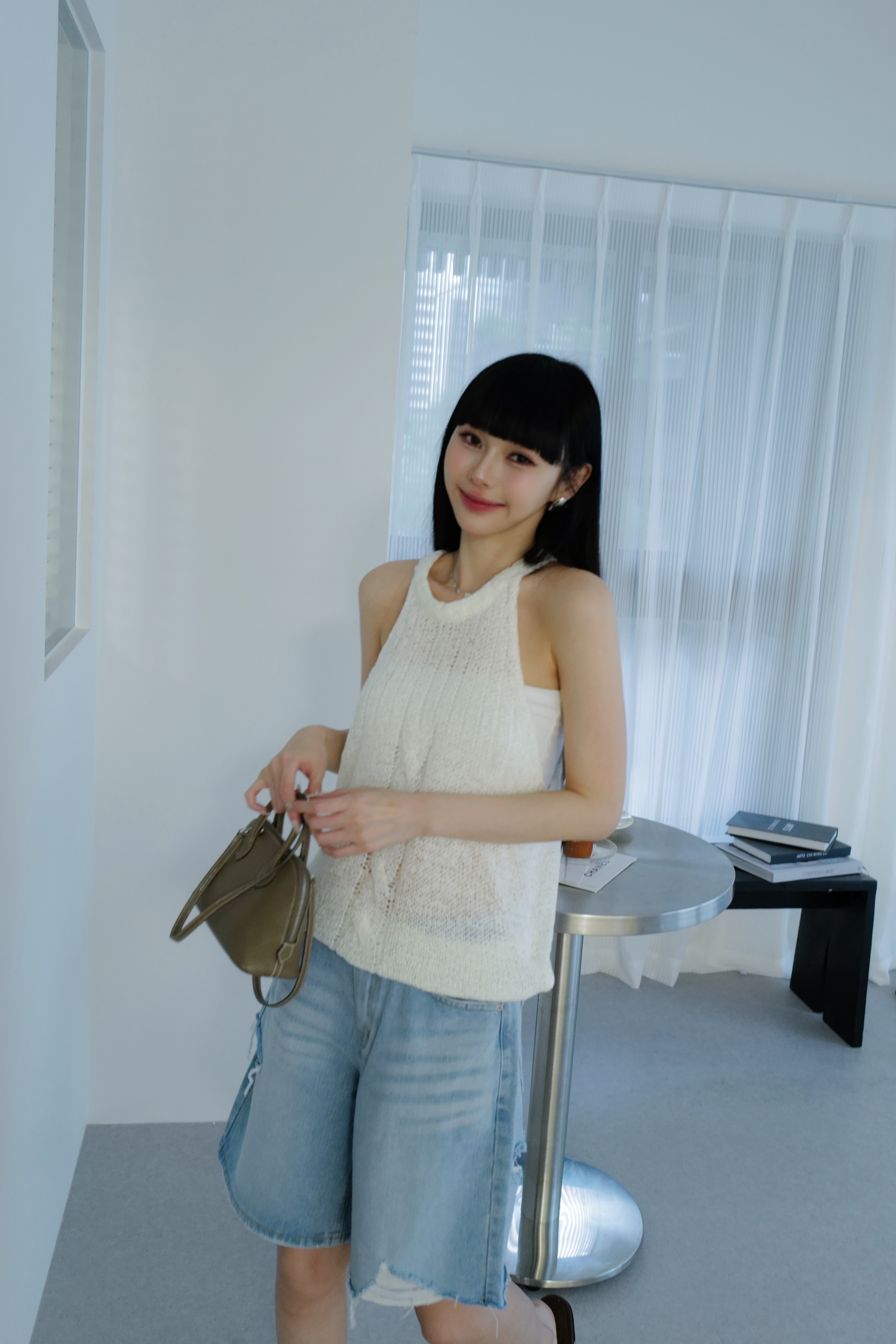 削肩針織麻花背心 HD30