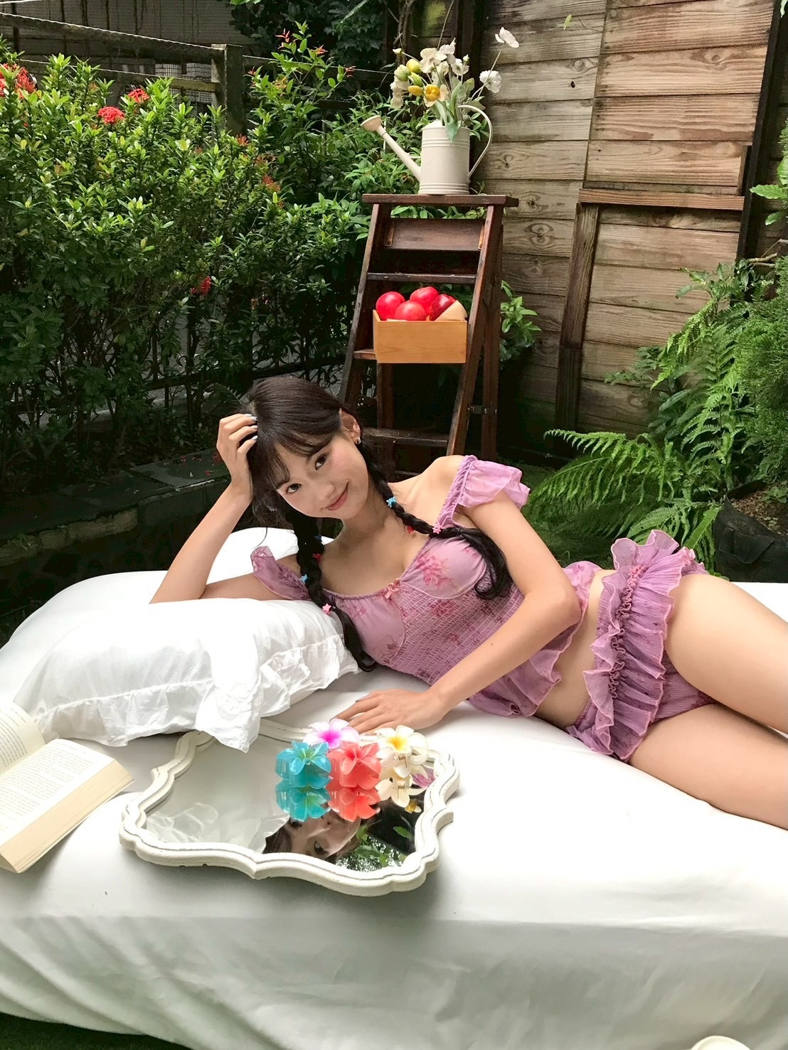 粉色尤物 法式甜美碎花蕾絲兩件式泳衣