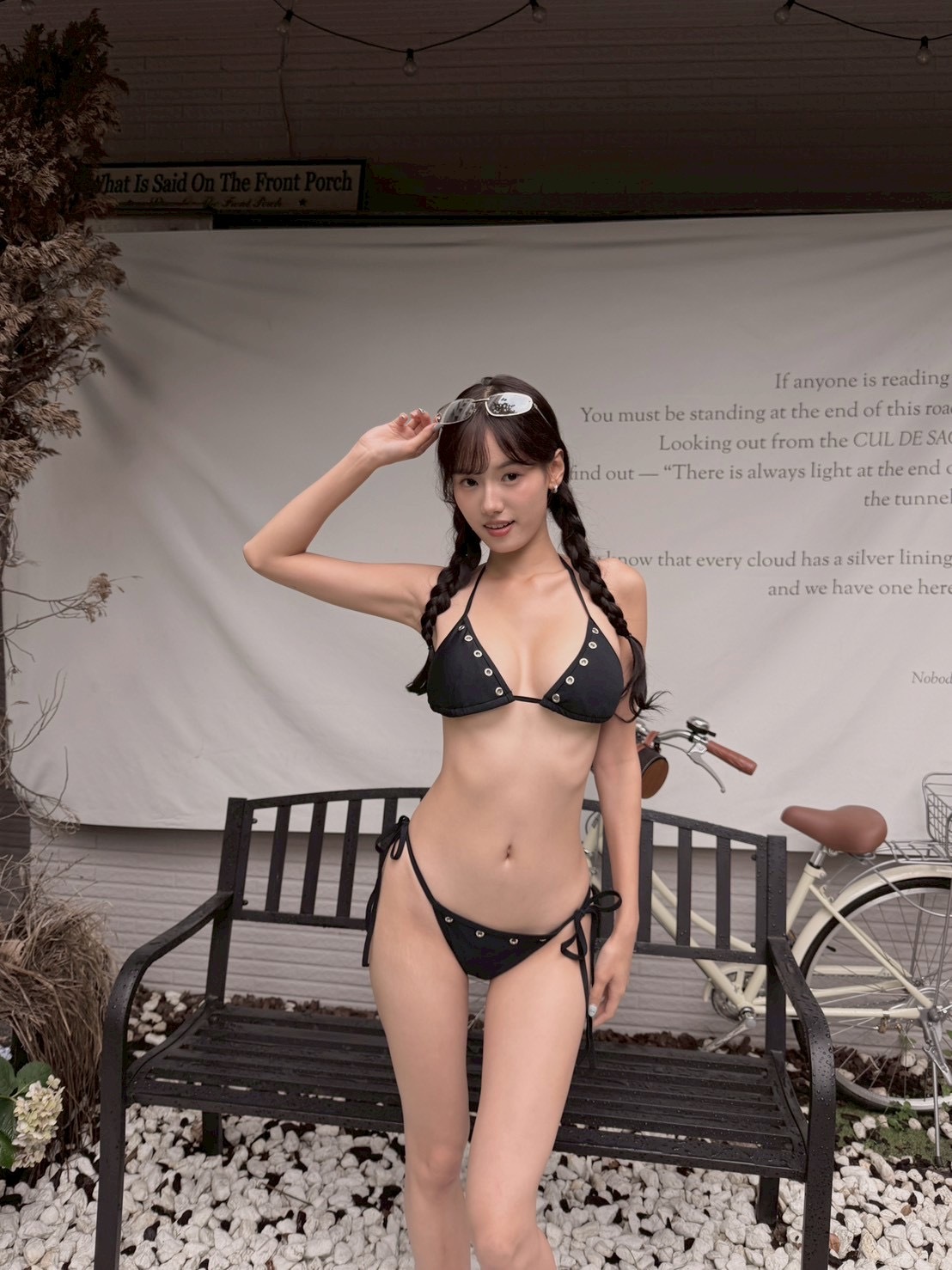 辣妹列隊🚨 鏤空卯釘綁帶比基尼set 黑色