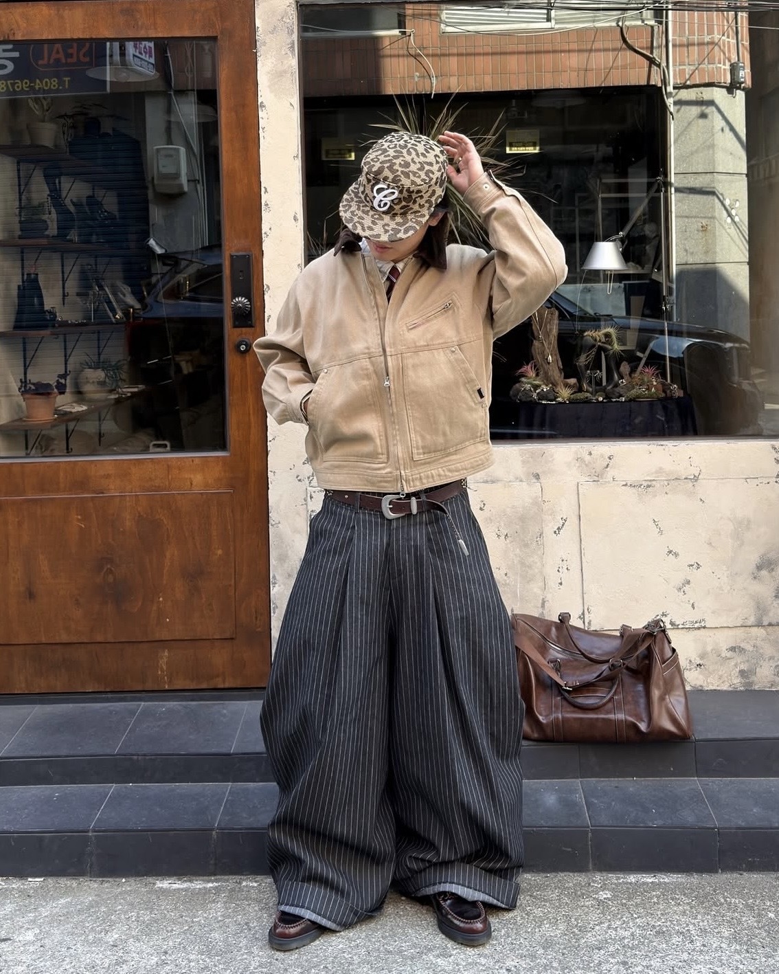 PUSH PUSH PP STRIPES PANTS 條紋 寬鬆 長褲 黑
