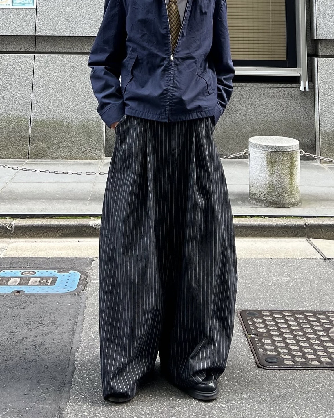 PUSH PUSH PP STRIPES PANTS 條紋 寬鬆 長褲 黑