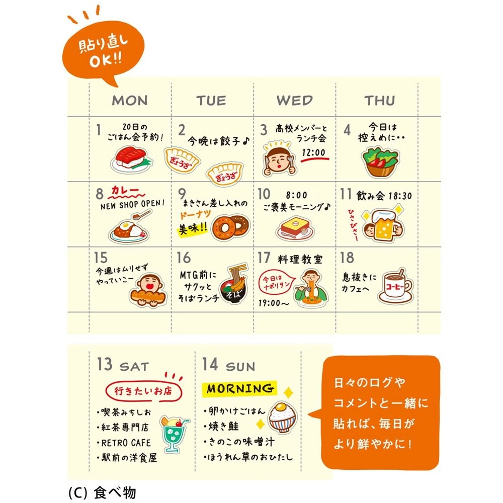 日本HIGHTIDE．手帳日記貼紙 食物 CL100